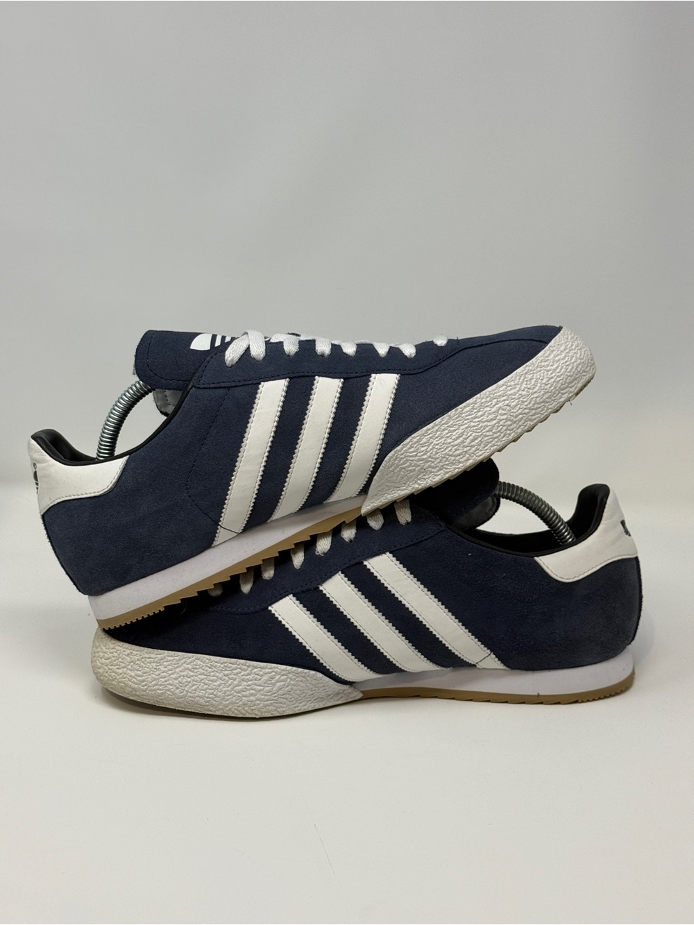 Size 9.5- adidas Navy Suede Sneakers with White Accents - Picture 3 of 6